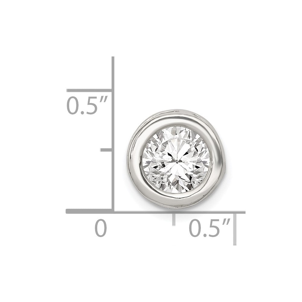 Sterling Silver Round Cz Chain Slide