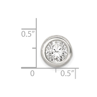Sterling Silver Round Cz Chain Slide