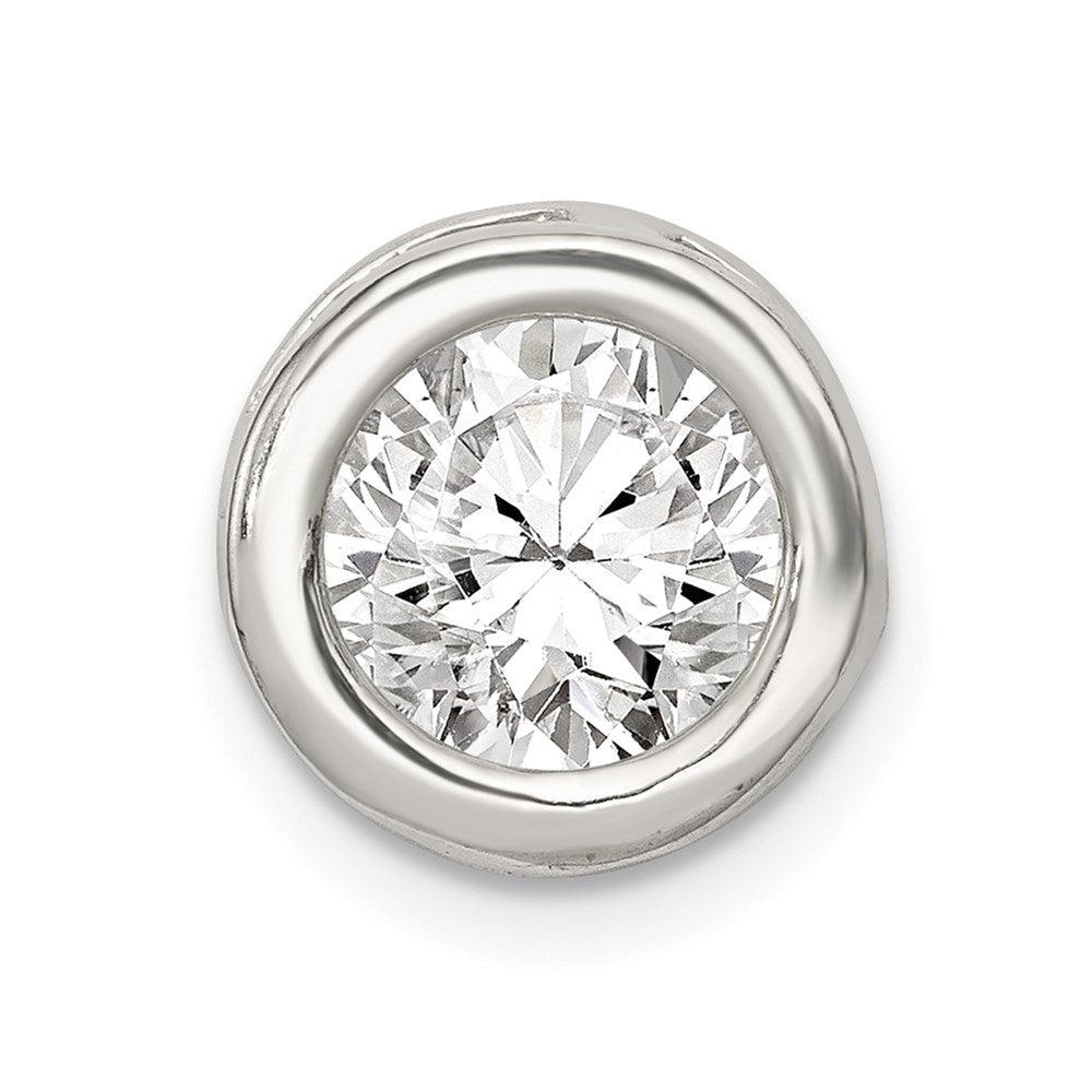 Sterling Silver Round Cz Chain Slide