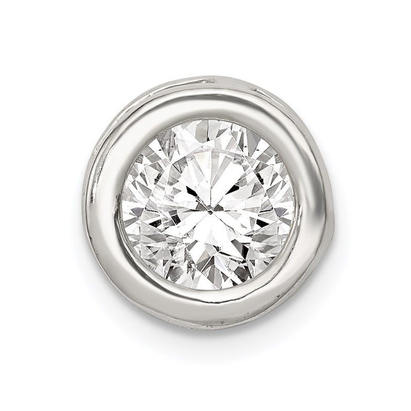 Sterling Silver Round Cz Chain Slide