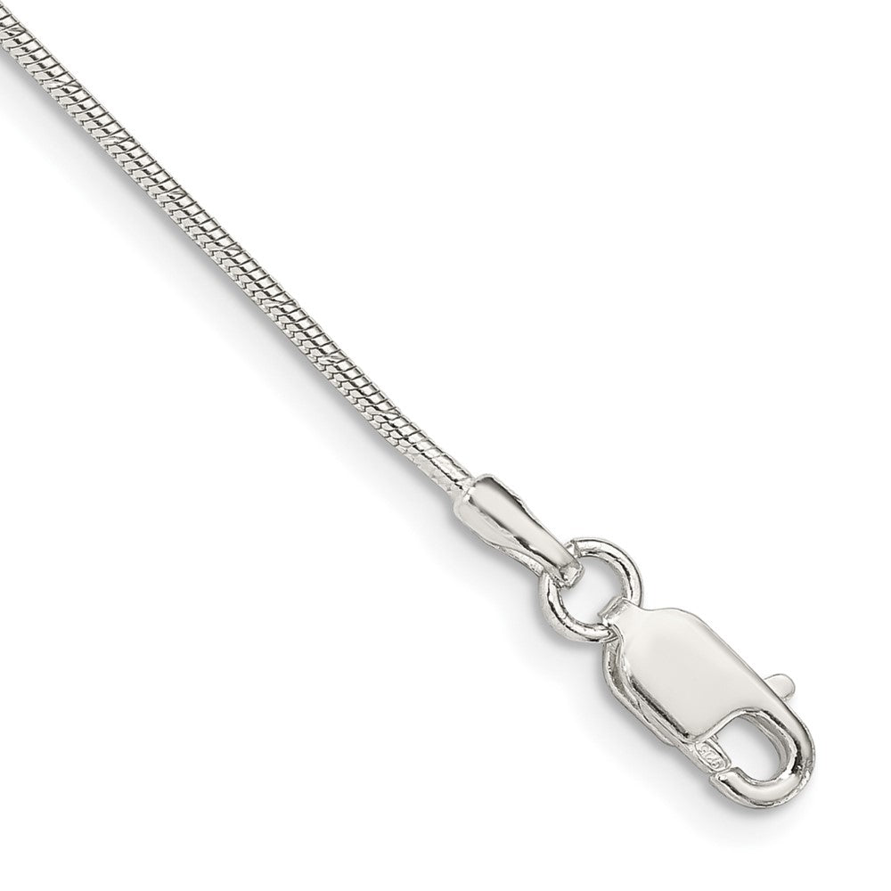 7 Inch Sterling Silver 1.2mm Patterned Diamond-Cut Snake Chain Bracelet