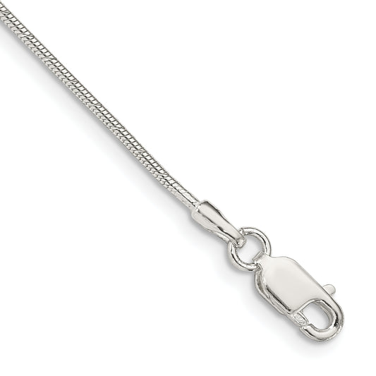 7 Inch Sterling Silver 1.2mm Patterned Diamond-Cut Snake Chain