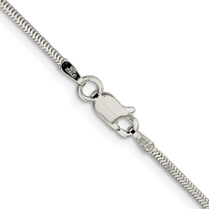 16 Inch Sterling Silver 1.5mm Diamond-Cut Flat Snake Chain Necklace