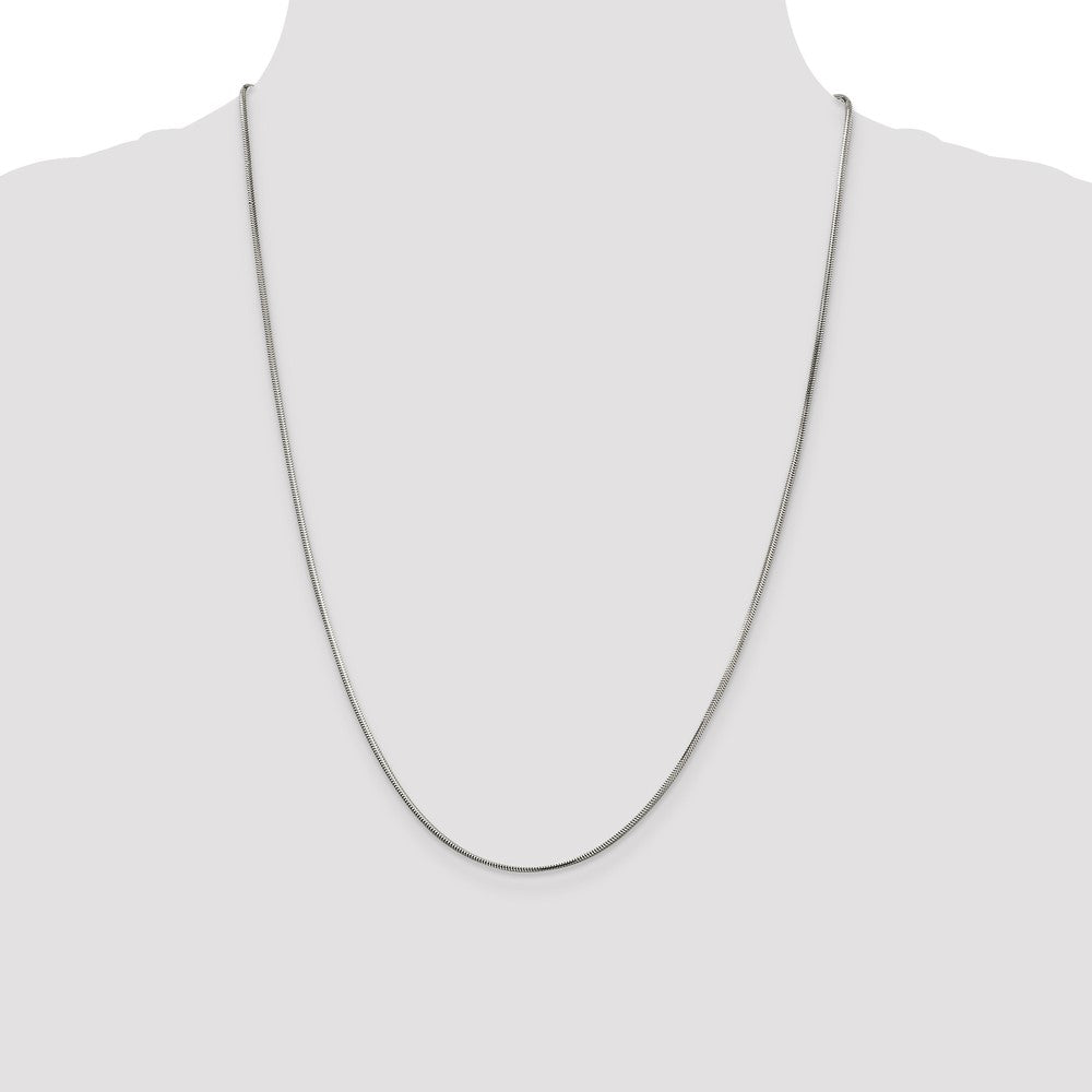 24 Inch Sterling Silver 1.5mm Diamond-Cut Flat Snake Chain Necklace