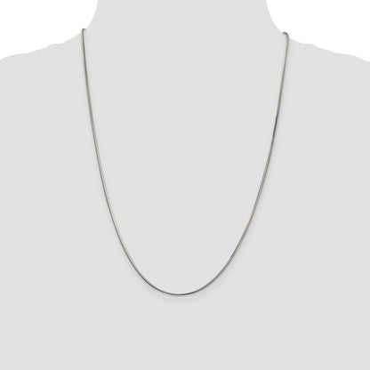 24 Inch Sterling Silver 1.5mm Diamond-Cut Flat Snake Chain Necklace