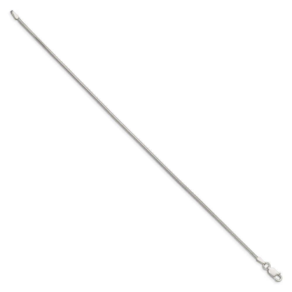 8 Inch Sterling Silver 1.5mm Diamond-Cut Flat Snake Chain Bracelet