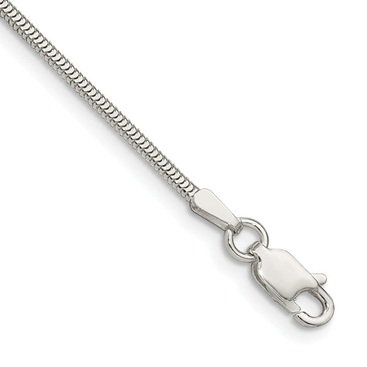 7 Inch Sterling Silver 1.5mm Diamond-Cut Flat Snake Chain