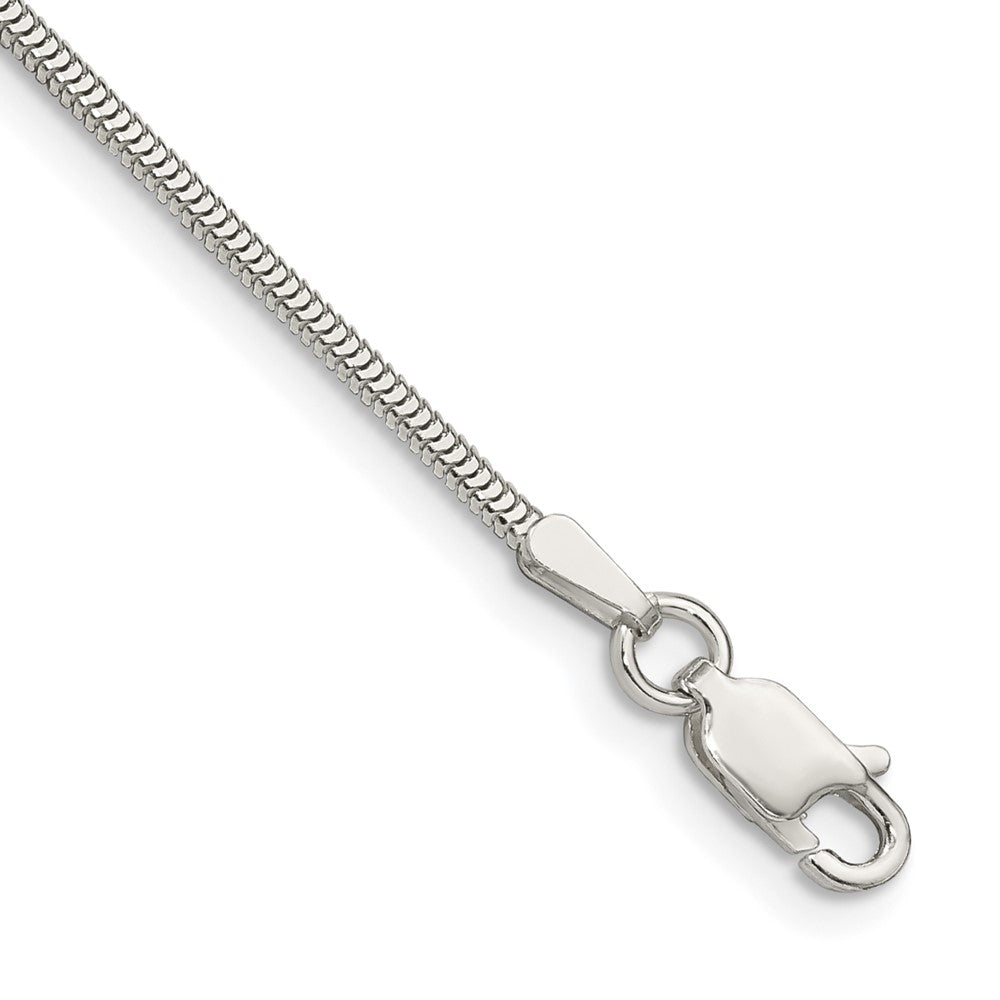 8 Inch Sterling Silver 1.5mm Diamond-Cut Flat Snake Chain Bracelet
