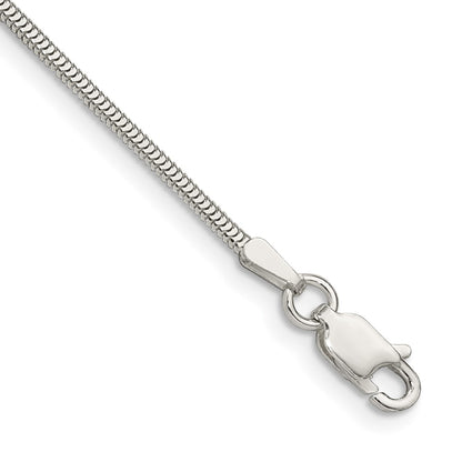 8 Inch Sterling Silver 1.5mm Diamond-Cut Flat Snake Chain Bracelet