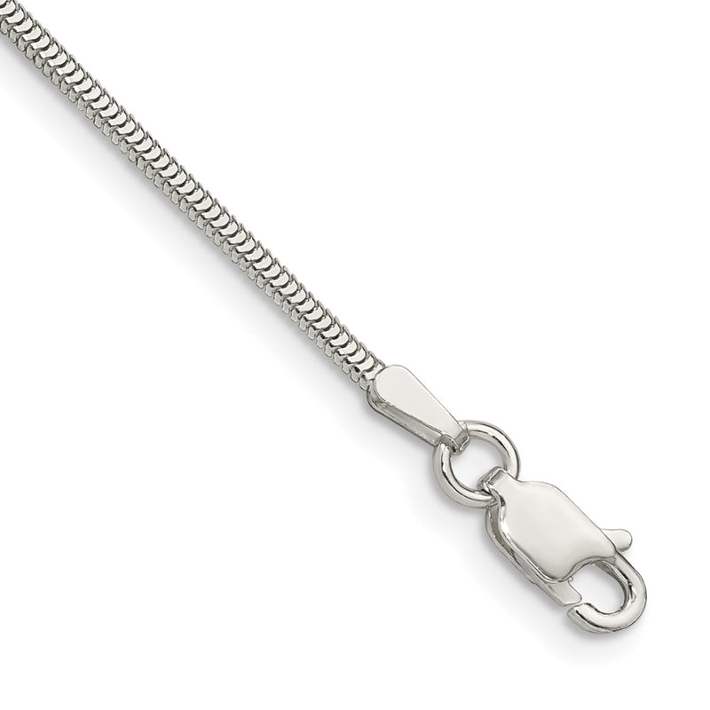 8 Inch Sterling Silver 1.5mm Diamond-Cut Flat Snake Chain Bracelet