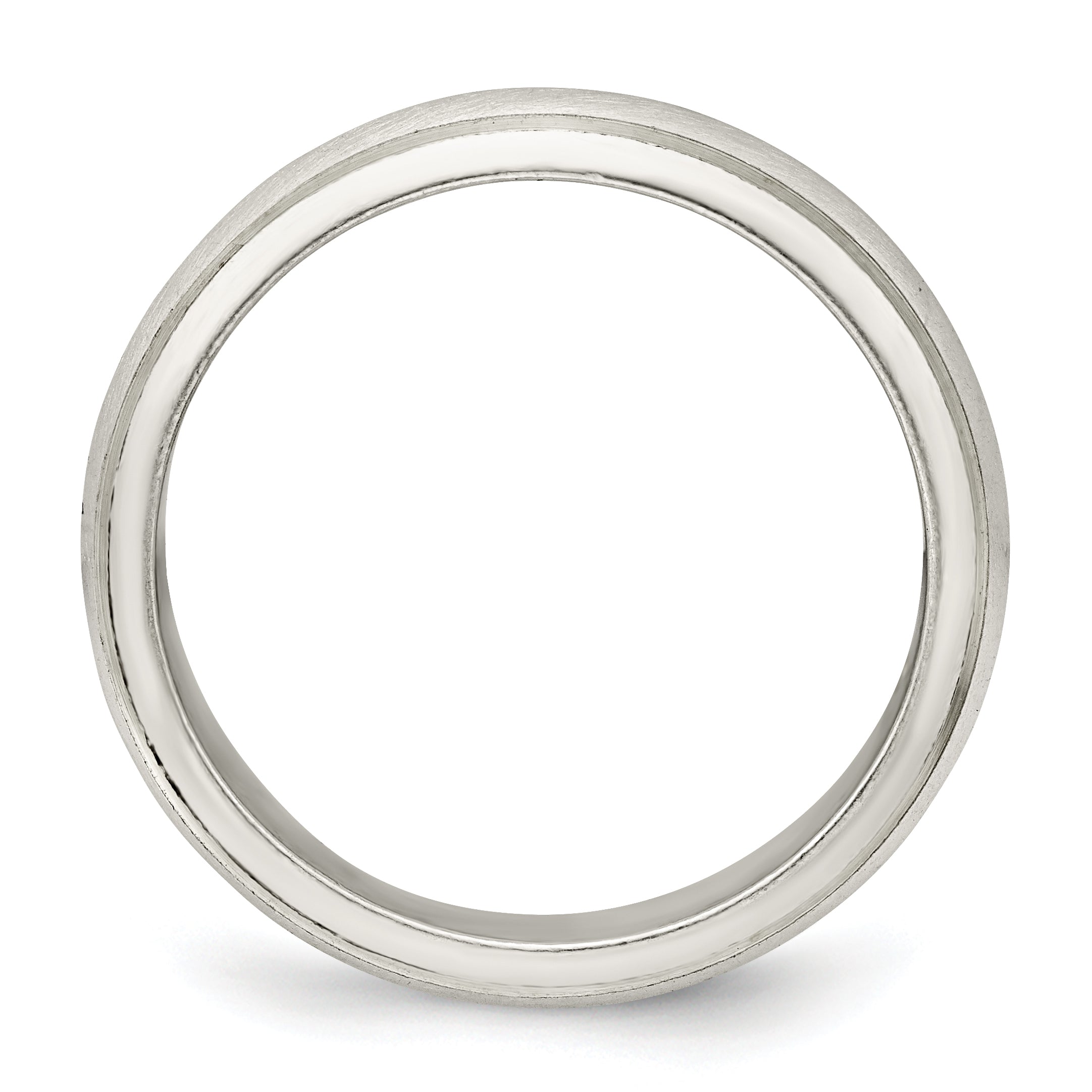 Sterling Silver 5mm Satin Half Round With Edge Lines Size 4 Band (Size 4 Only)