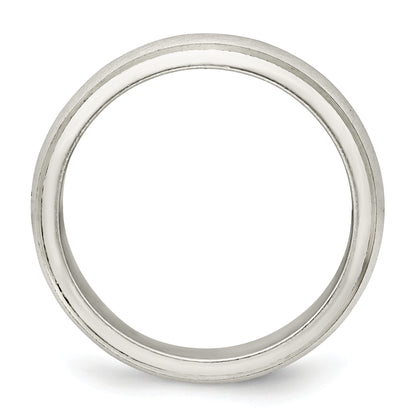 Sterling Silver 5mm Satin Half Round With Edge Lines Size 4 Band (Size 4 Only)