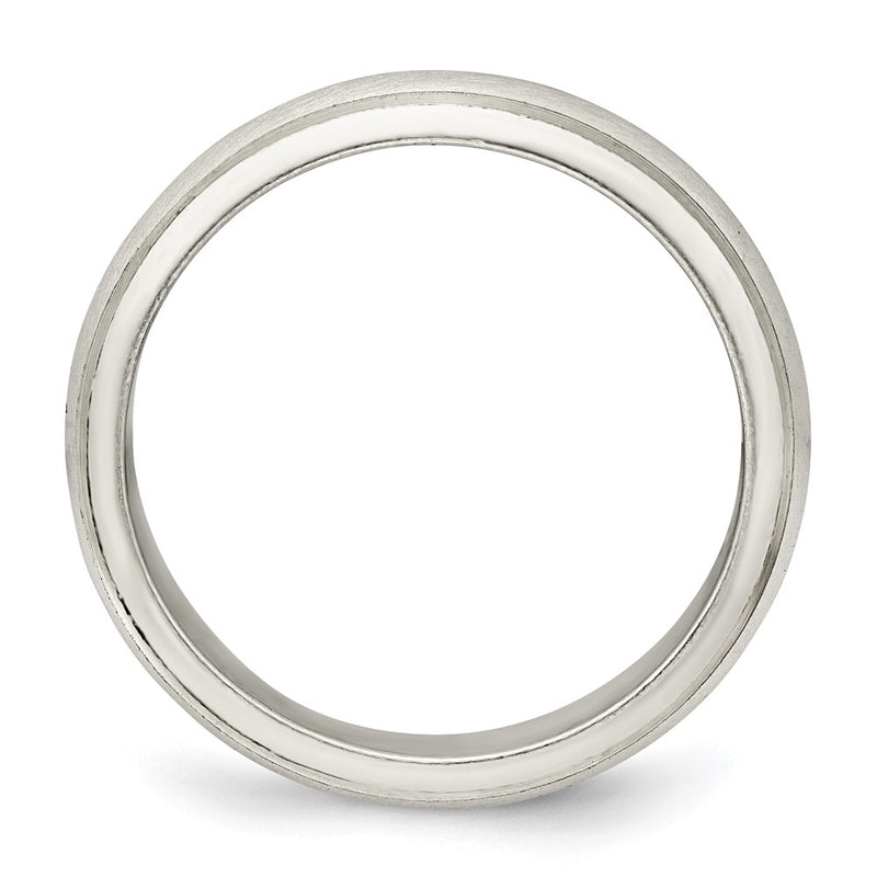 Sterling Silver 5mm Satin Half Round With Edge Lines Size 4 Band (Size 4 Only)