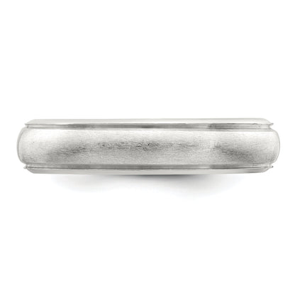 Sterling Silver 5mm Satin Half Round With Edge Lines Size 4 Band (Size 4 Only)