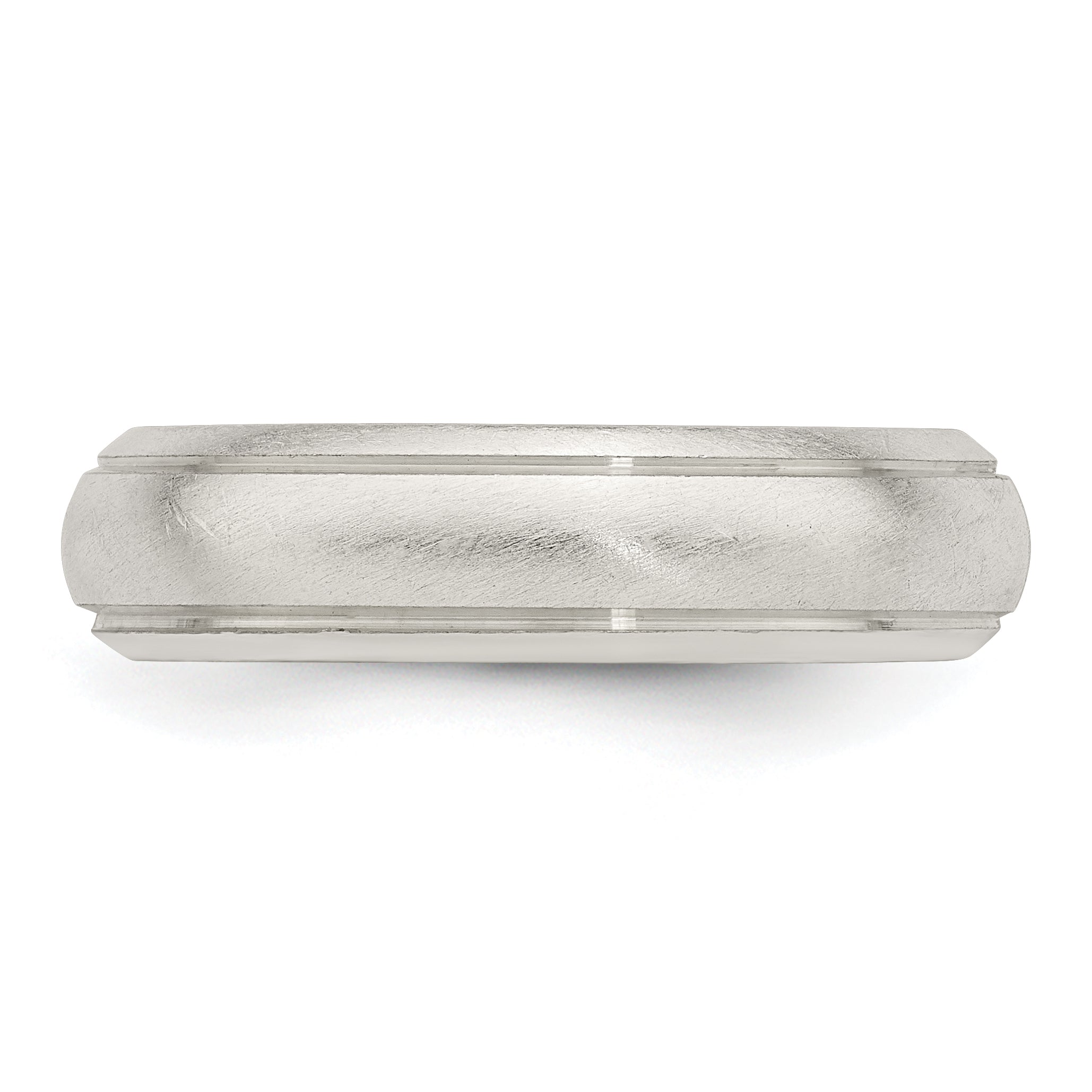 Sterling Silver 5mm Satin Half Round With Edge Lines Size 4 Band (Size 4 Only)