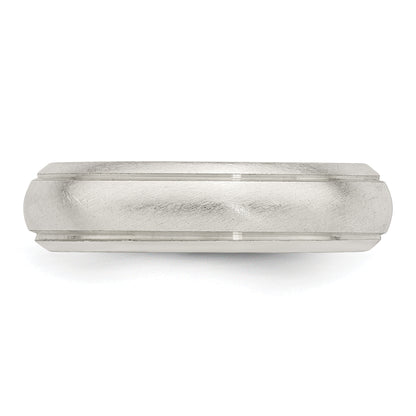 Sterling Silver 5mm Satin Half Round With Edge Lines Size 4 Band (Size 4 Only)