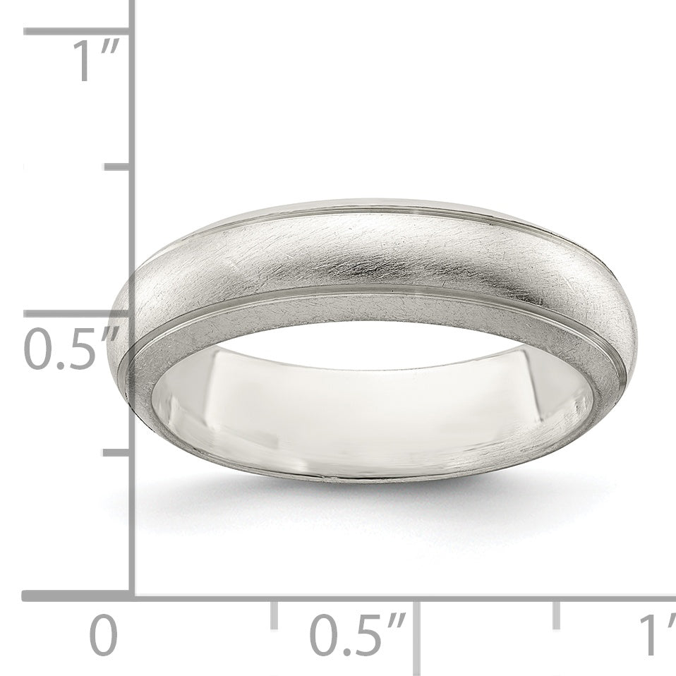 Sterling Silver 5mm Satin Half Round With Edge Lines Size 4 Band (Size 4 Only)
