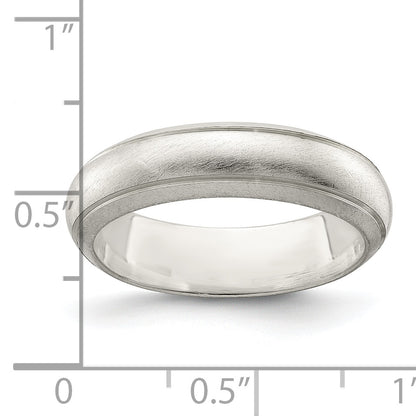 Sterling Silver 5mm Satin Half Round With Edge Lines Size 4 Band (Size 4 Only)