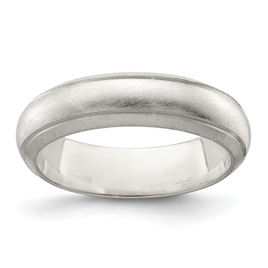 Sterling Silver 5mm Satin Half Round With Edge Lines Size 4 Band (Size 4 Only)