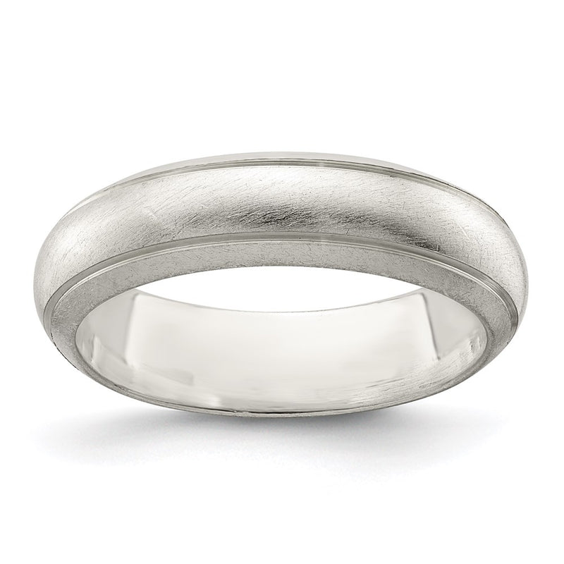 Sterling Silver 5mm Satin Half Round With Edge Lines Size 4 Band (Size 4 Only)