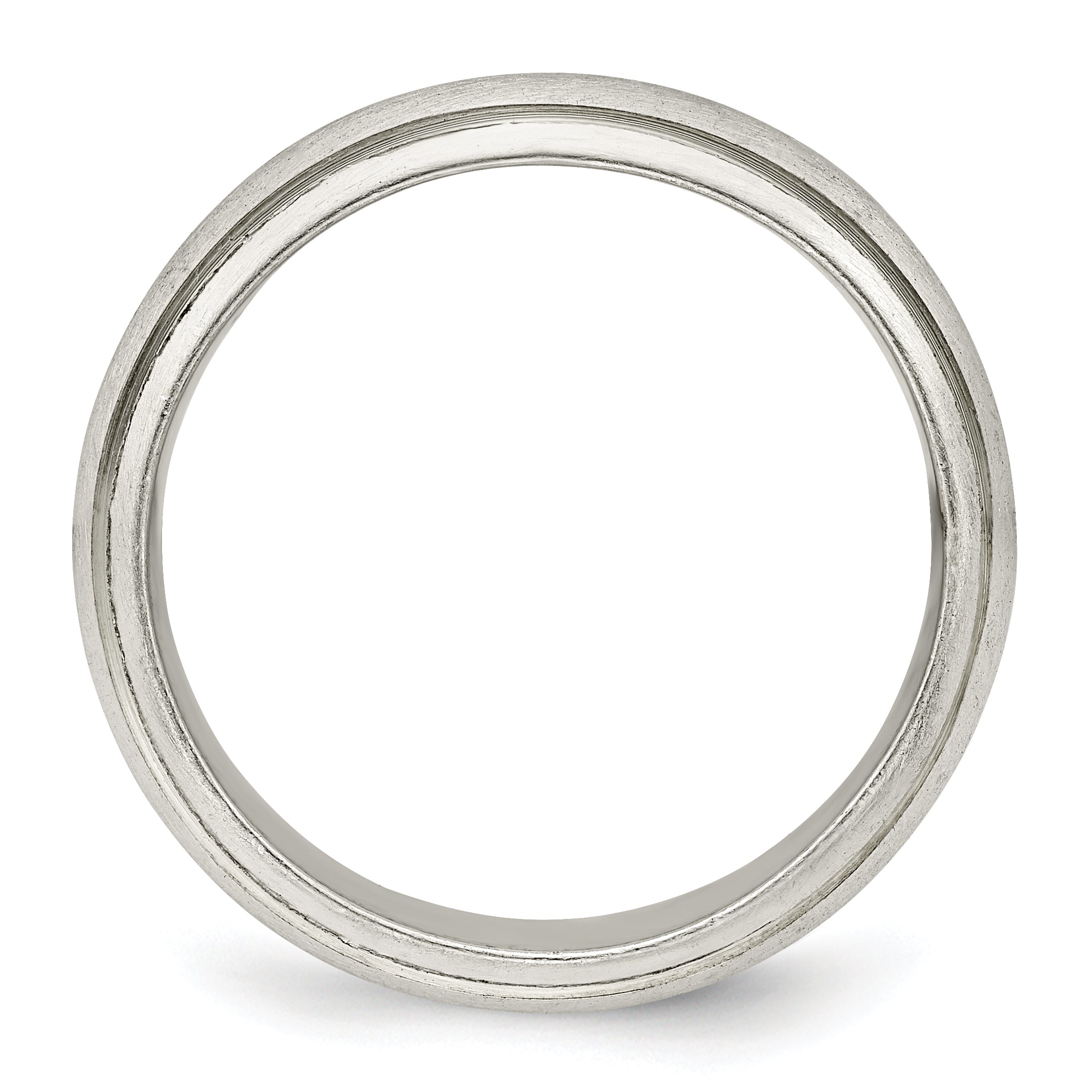 Sterling Silver 6mm Satin Half Round With Edge Lines Size 5 Band (Size 5 Only)
