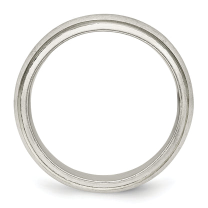 Sterling Silver 6mm Satin Half Round With Edge Lines Size 5 Band (Size 5 Only)