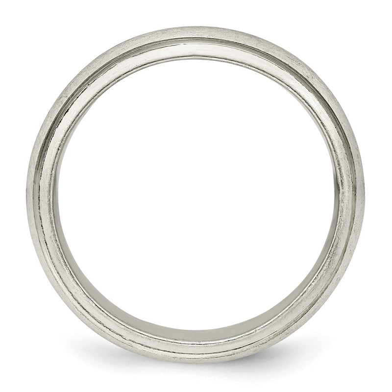 Sterling Silver 6mm Satin Half Round With Edge Lines Size 5 Band (Size 5 Only)