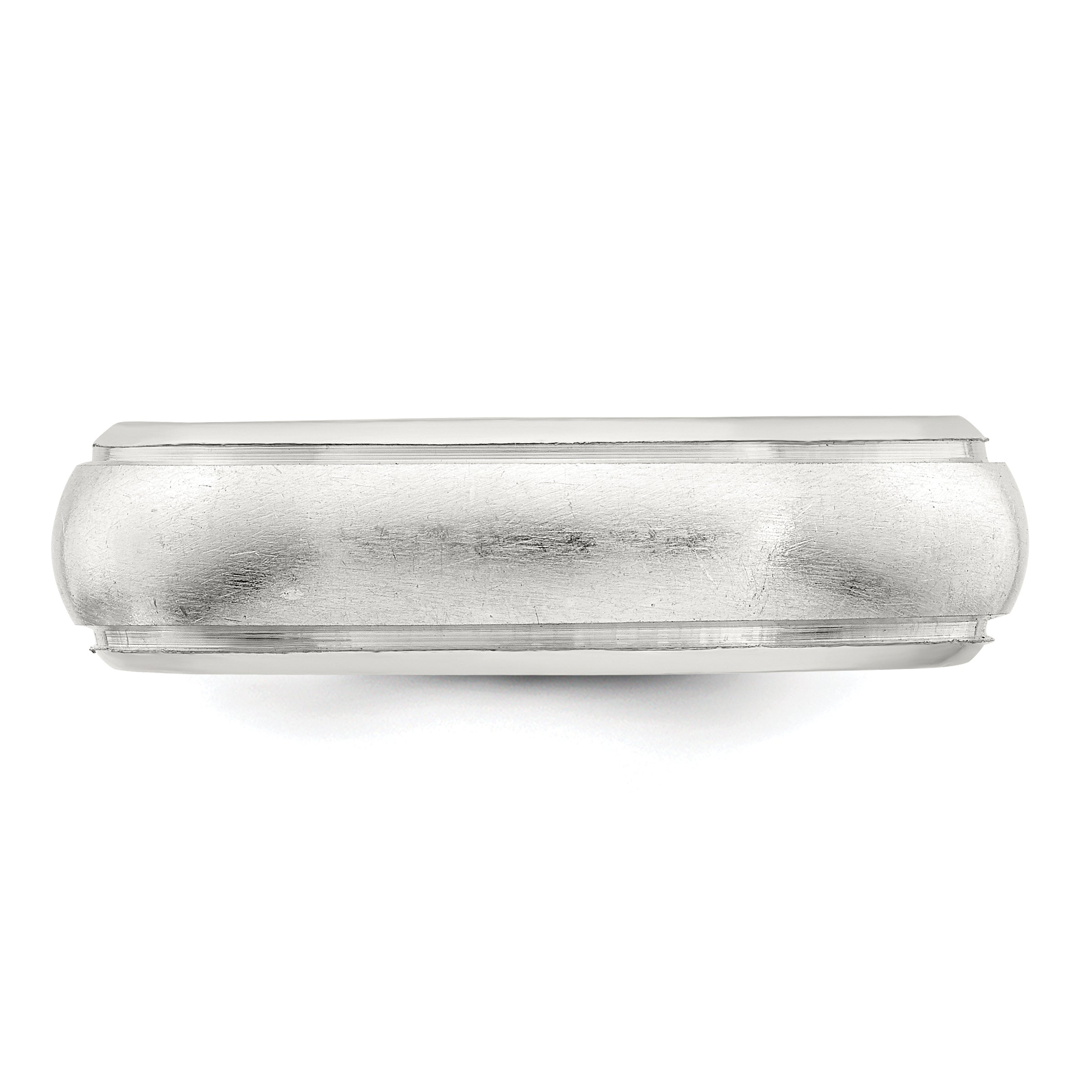 Sterling Silver 6mm Satin Half Round With Edge Lines Size 5 Band (Size 5 Only)