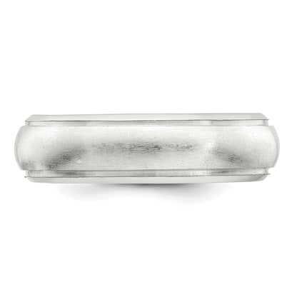 Sterling Silver 6mm Satin Half Round With Edge Lines Size 5 Band (Size 5 Only)