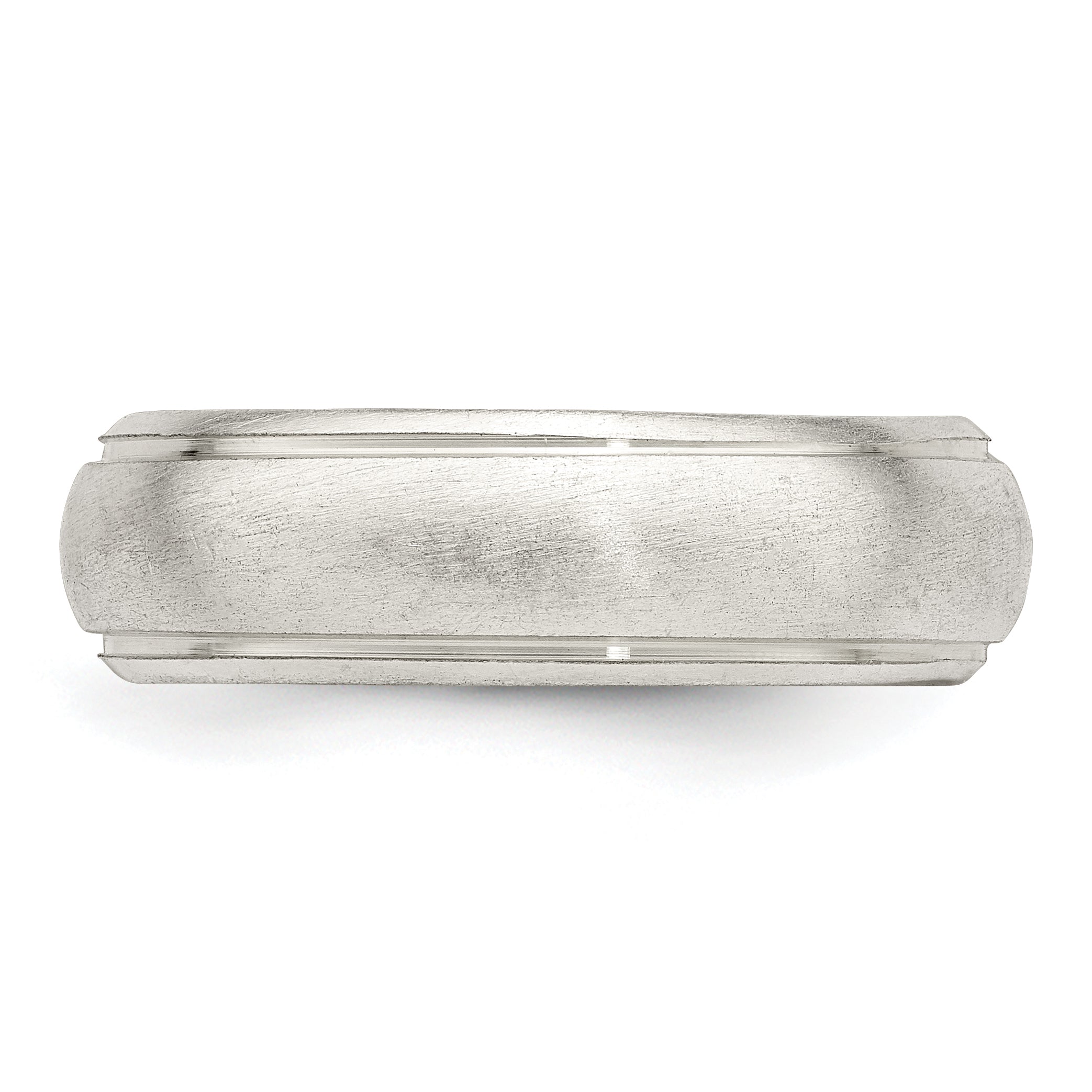 Sterling Silver 6mm Satin Half Round With Edge Lines Size 5 Band (Size 5 Only)
