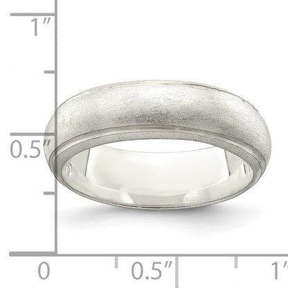 Sterling Silver 6mm Satin Half Round With Edge Lines Size 5 Band (Size 5 Only)