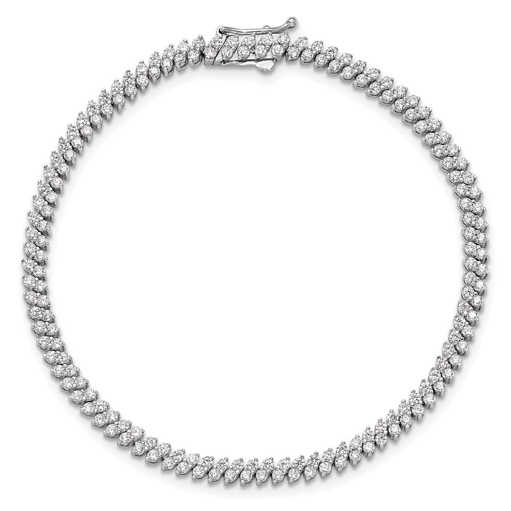 Sterling Silver Rhodium-Plated CZ 174 Stone 7in Bracelet