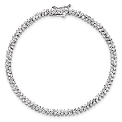 Sterling Silver Rhodium-Plated CZ 174 Stone 7in Bracelet