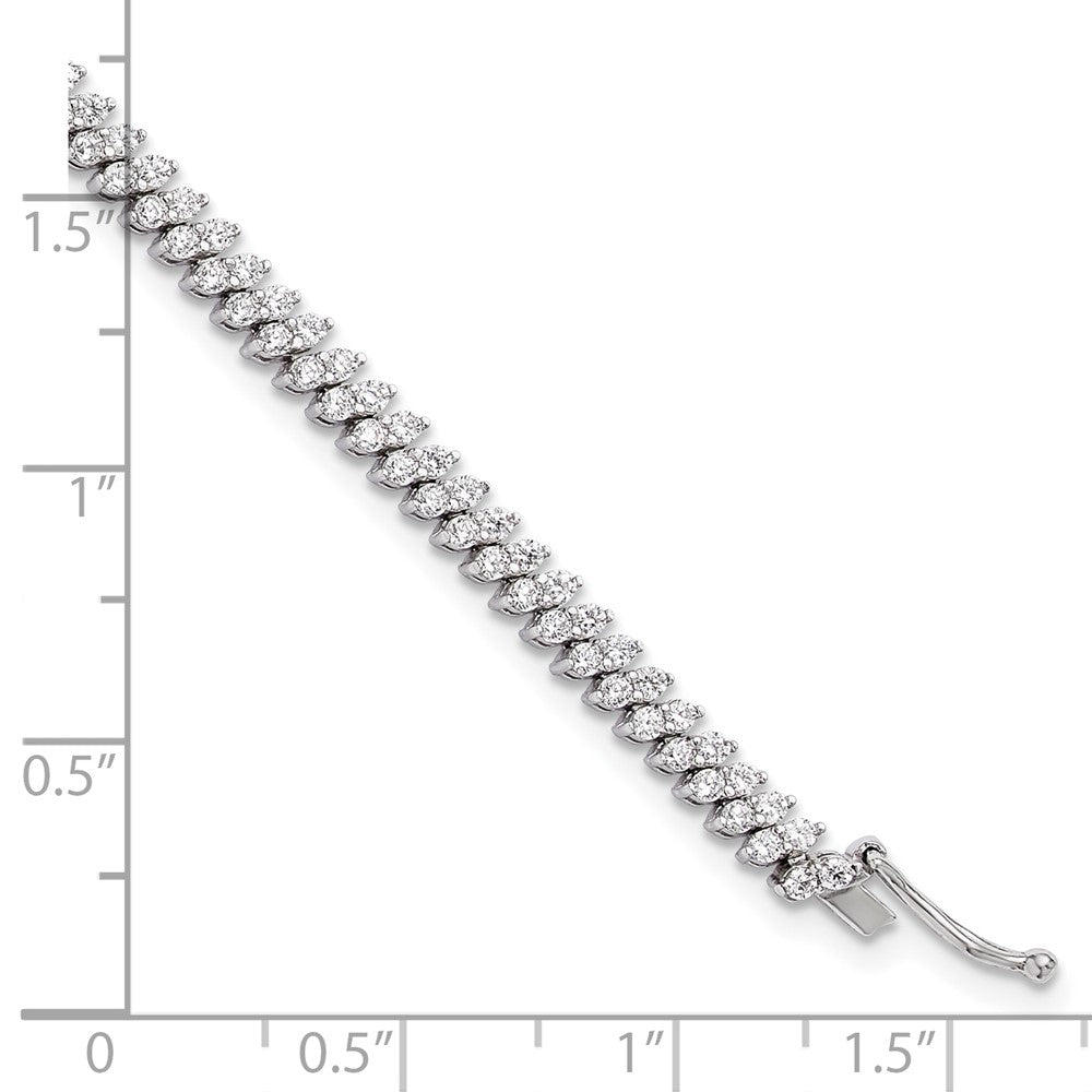 Sterling Silver Rhodium-Plated CZ 174 Stone 7in Bracelet