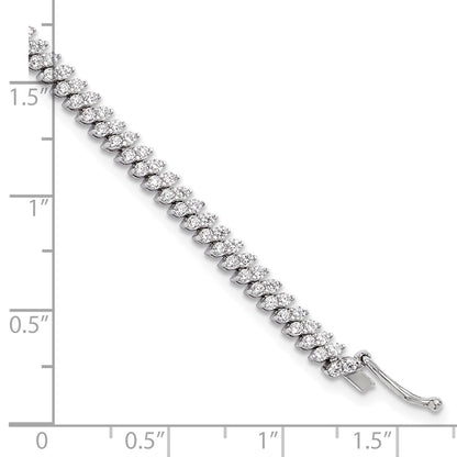 Sterling Silver Rhodium-Plated CZ 174 Stone 7in Bracelet