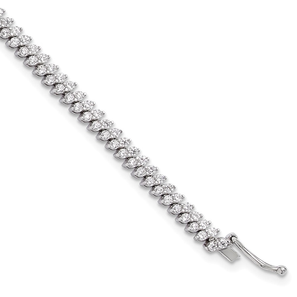 Sterling Silver Rhodium-Plated CZ 174 Stone 7in Bracelet