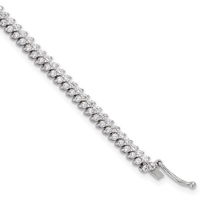 Sterling Silver Rhodium-Plated CZ 174 Stone 7in Bracelet