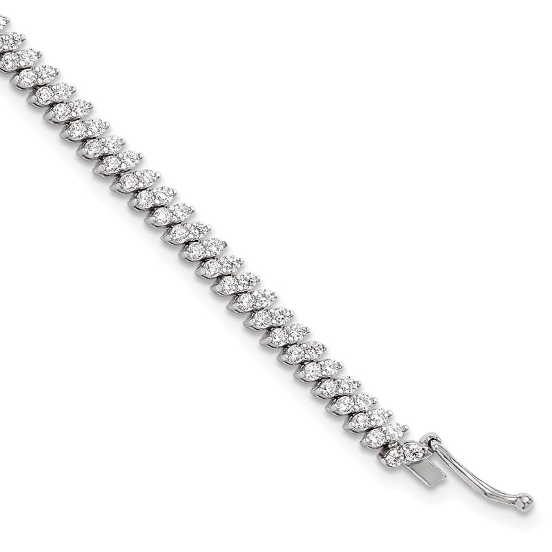 Sterling Silver Rhodium-Plated CZ 174 Stone 7in Bracelet