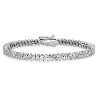 Sterling Silver Rhodium-Plated CZ 138 Stone 7in Bracelet