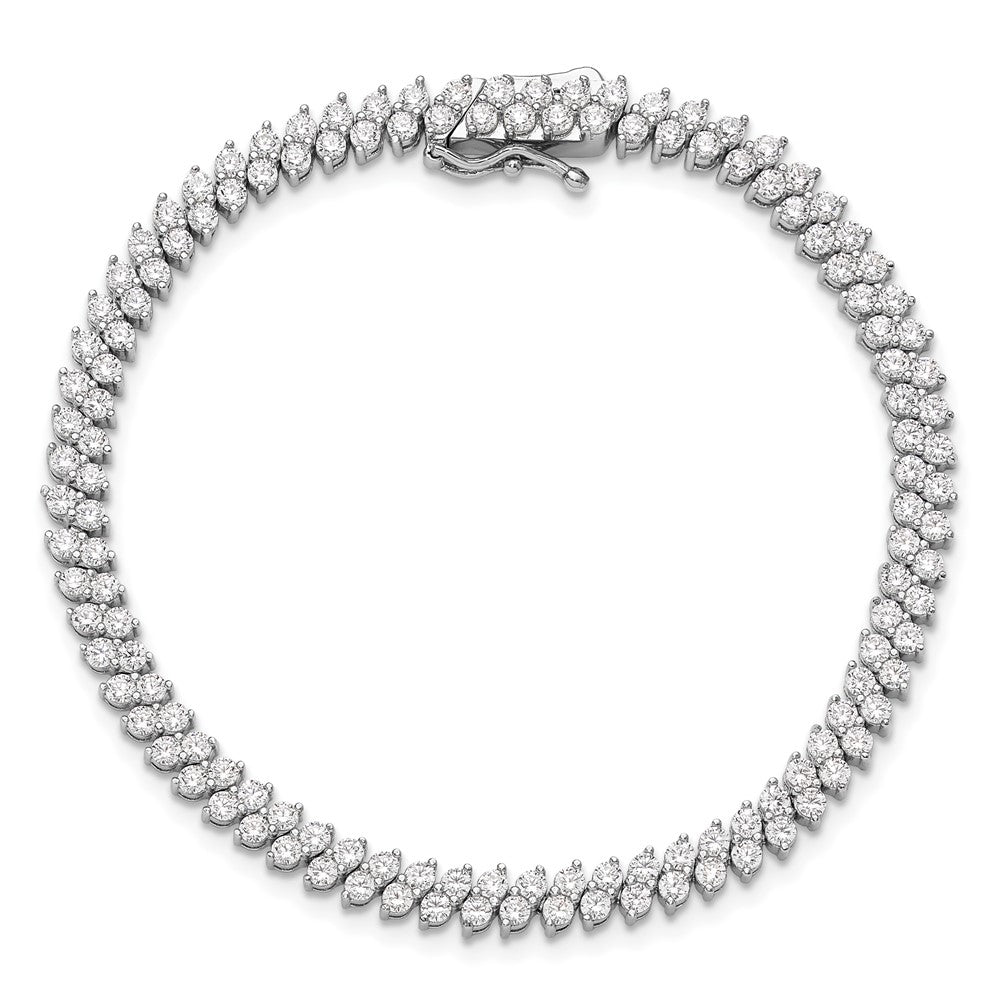 Sterling Silver Rhodium-Plated CZ 138 Stone 7in Bracelet