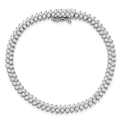 Sterling Silver Rhodium-Plated CZ 138 Stone 7in Bracelet