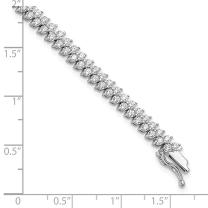 Sterling Silver Rhodium-Plated CZ 138 Stone 7in Bracelet