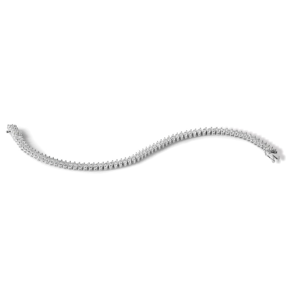 Sterling Silver Rhodium-Plated CZ 138 Stone 7in Bracelet