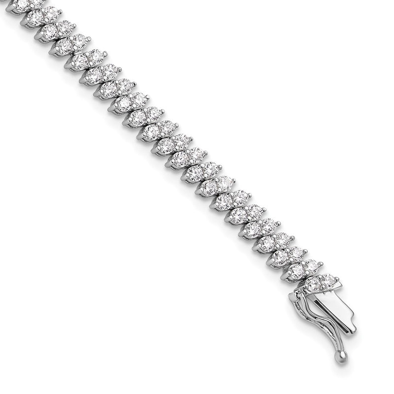 Sterling Silver Rhodium-Plated CZ 138 Stone 7in Bracelet