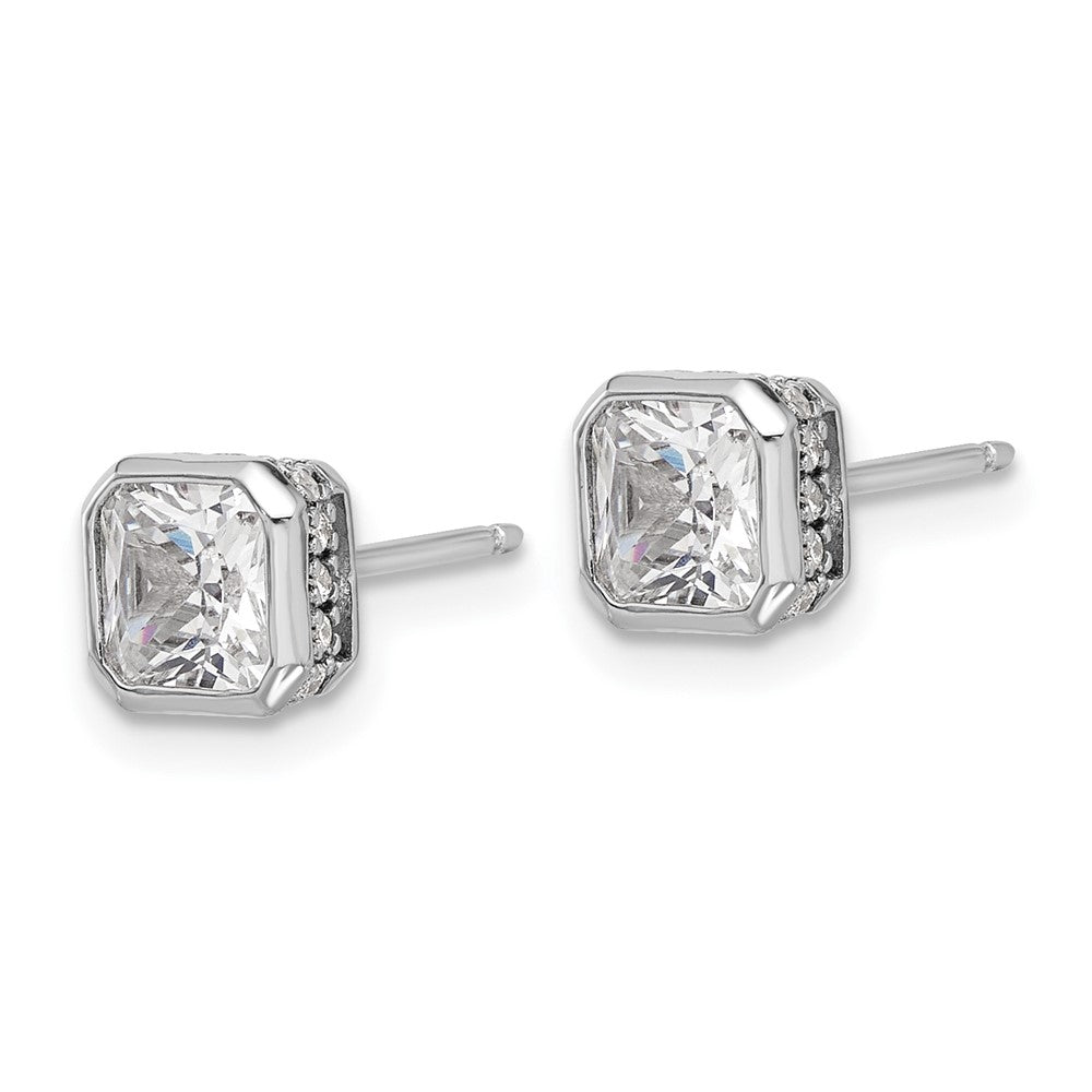 Sterling Silver Rhodium-Plated CZ 34 Stone Post Earrings