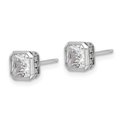 Sterling Silver Rhodium-Plated CZ 34 Stone Post Earrings