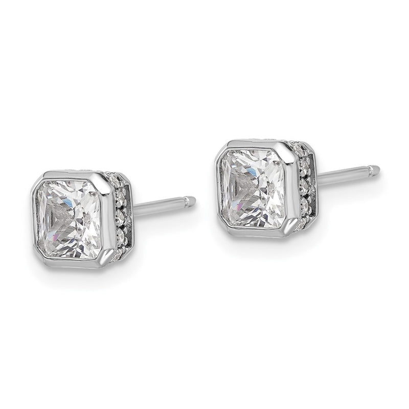 Sterling Silver Rhodium-Plated CZ 34 Stone Post Earrings