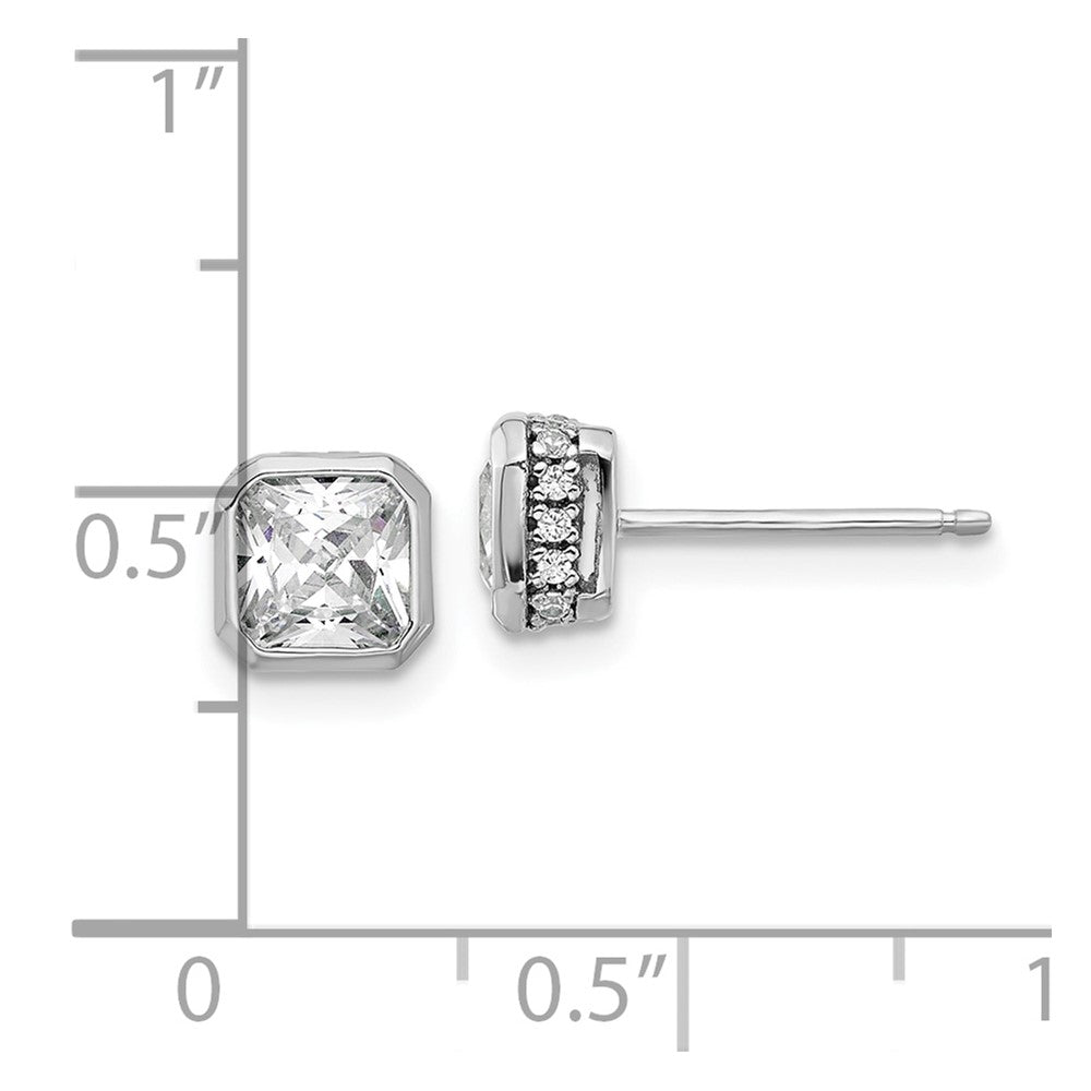 Sterling Silver Rhodium-Plated CZ 34 Stone Post Earrings