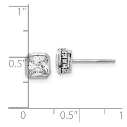 Sterling Silver Rhodium-Plated CZ 34 Stone Post Earrings