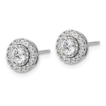 Sterling Silver Rhodium-Plated CZ 34 Stone Post Earrings